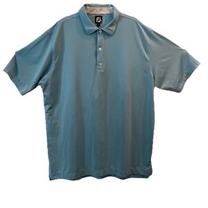 Footjoy Men's 2xL Golf Polo Shirt Collared Short Sleeve Light Blue Polka Dot FJ